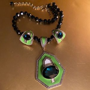 Heidi Daus "Well Connected" Necklace and  Half Hoop Earrings